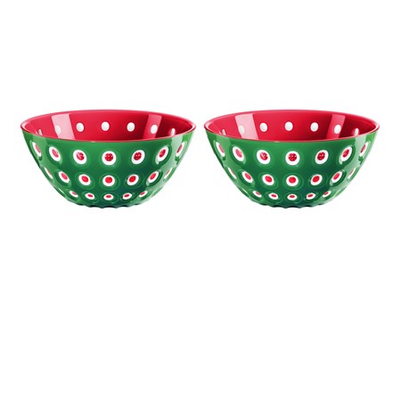 set 2 ciotoline le murrine rosso bianco smeraldo cm 12
